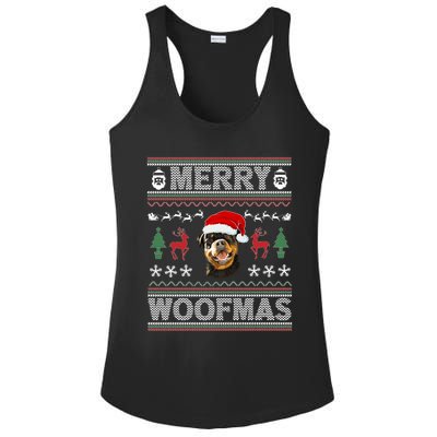 Merry Woofmas Ugly Christmas Rottweiler Xmas Party Cute Gift Ladies PosiCharge Competitor Racerback Tank