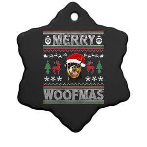 Merry Woofmas Ugly Christmas Rottweiler Xmas Party Cute Gift Ceramic Star Ornament