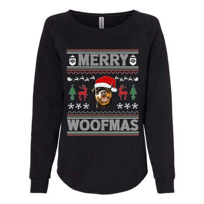 Merry Woofmas Ugly Christmas Rottweiler Xmas Party Cute Gift Womens California Wash Sweatshirt