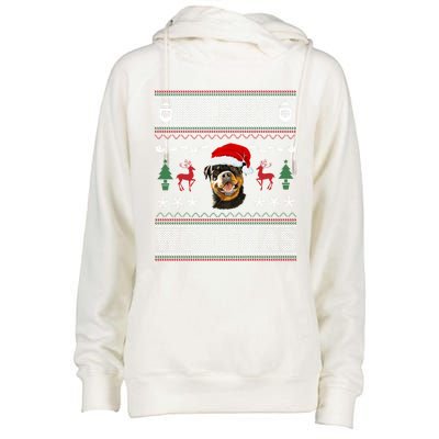 Merry Woofmas Ugly Christmas Rottweiler Xmas Party Cute Gift Womens Funnel Neck Pullover Hood