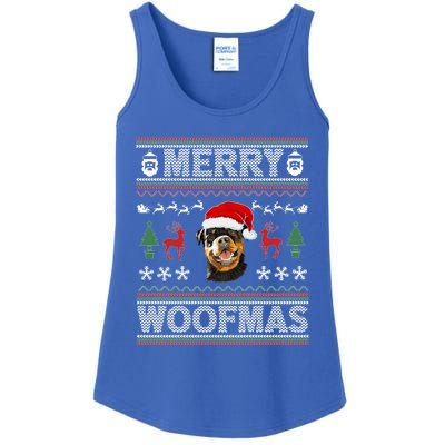 Merry Woofmas Ugly Christmas Rottweiler Xmas Party Cute Gift Ladies Essential Tank