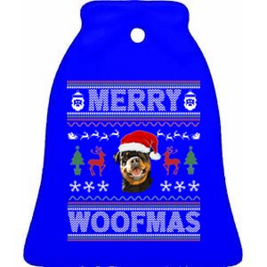 Merry Woofmas Ugly Christmas Rottweiler Xmas Party Cute Gift Ceramic Bell Ornament