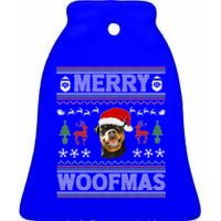 Merry Woofmas Ugly Christmas Rottweiler Xmas Party Cute Gift Ceramic Bell Ornament