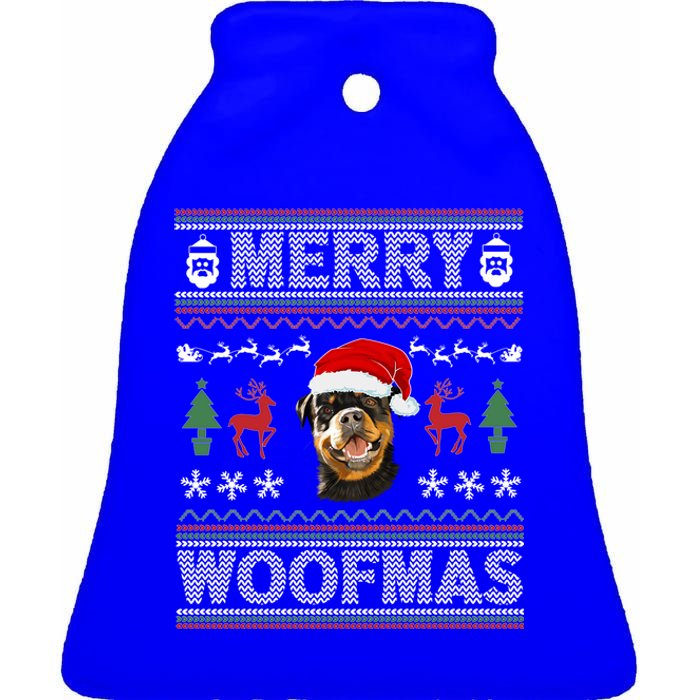 Merry Woofmas Ugly Christmas Rottweiler Xmas Party Cute Gift Ceramic Bell Ornament