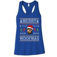 Merry Woofmas Ugly Christmas Rottweiler Xmas Party Cute Gift Women's Racerback Tank