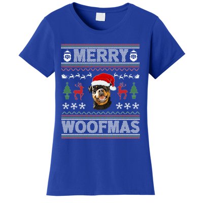 Merry Woofmas Ugly Christmas Rottweiler Xmas Party Cute Gift Women's T-Shirt