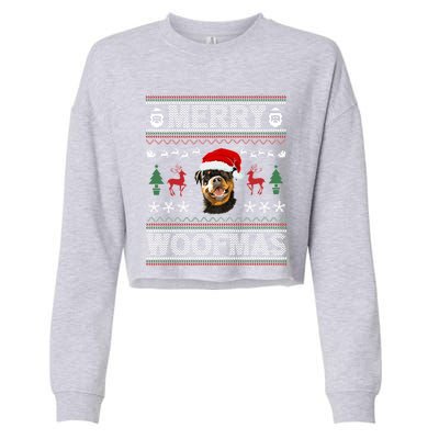 Merry Woofmas Ugly Christmas Rottweiler Xmas Party Cute Gift Cropped Pullover Crew