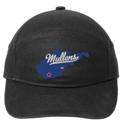 Mullens West Virginia WV Map 7-Panel Snapback Hat