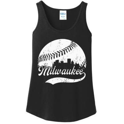 Milwaukee Wisconsin Vintage Skyline Apparel Ladies Essential Tank