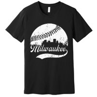 Milwaukee Wisconsin Vintage Skyline Apparel Premium T-Shirt