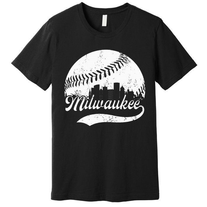 Milwaukee Wisconsin Vintage Skyline Apparel Premium T-Shirt