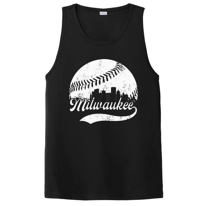 Milwaukee Wisconsin Vintage Skyline Apparel PosiCharge Competitor Tank