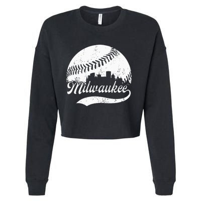 Milwaukee Wisconsin Vintage Skyline Apparel Cropped Pullover Crew