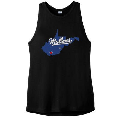 Mullens West Virginia WV Map Ladies PosiCharge Tri-Blend Wicking Tank