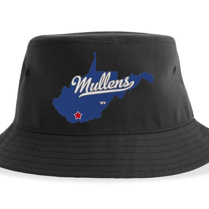 Mullens West Virginia WV Map Sustainable Bucket Hat