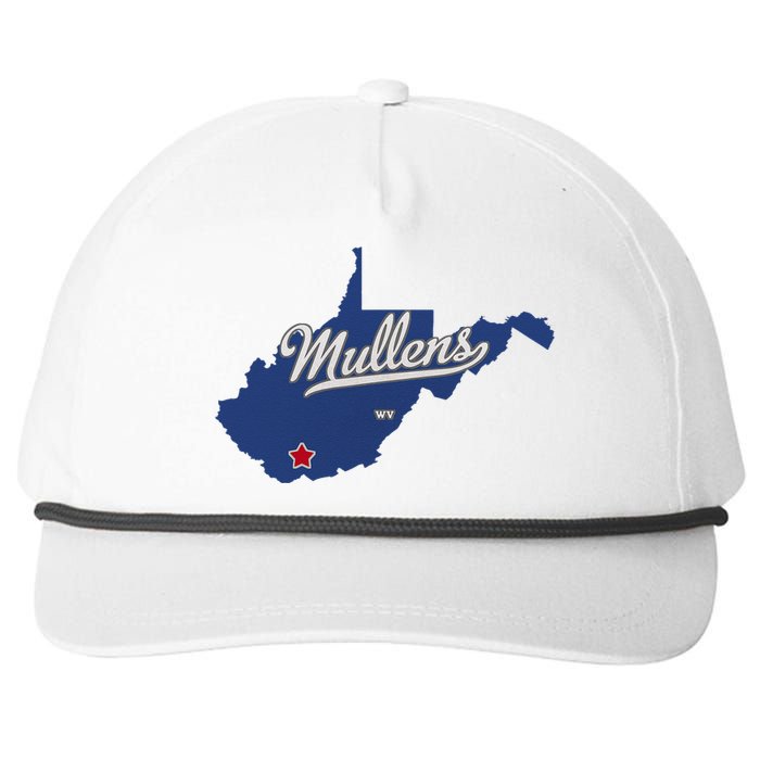 Mullens West Virginia WV Map Snapback Five-Panel Rope Hat