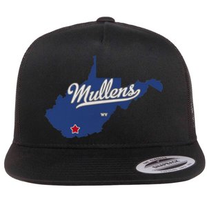 Mullens West Virginia WV Map Flat Bill Trucker Hat