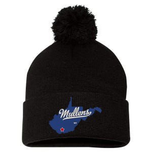 Mullens West Virginia WV Map Pom Pom 12in Knit Beanie