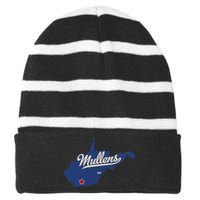 Mullens West Virginia WV Map Striped Beanie with Solid Band