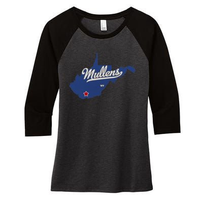 Mullens West Virginia WV Map Women's Tri-Blend 3/4-Sleeve Raglan Shirt