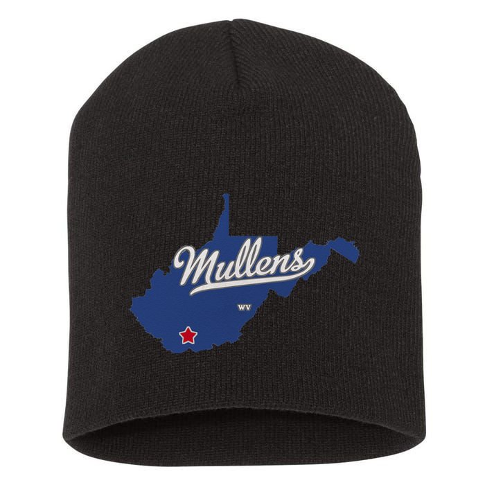 Mullens West Virginia WV Map Short Acrylic Beanie