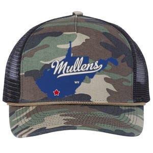 Mullens West Virginia WV Map Retro Rope Trucker Hat Cap