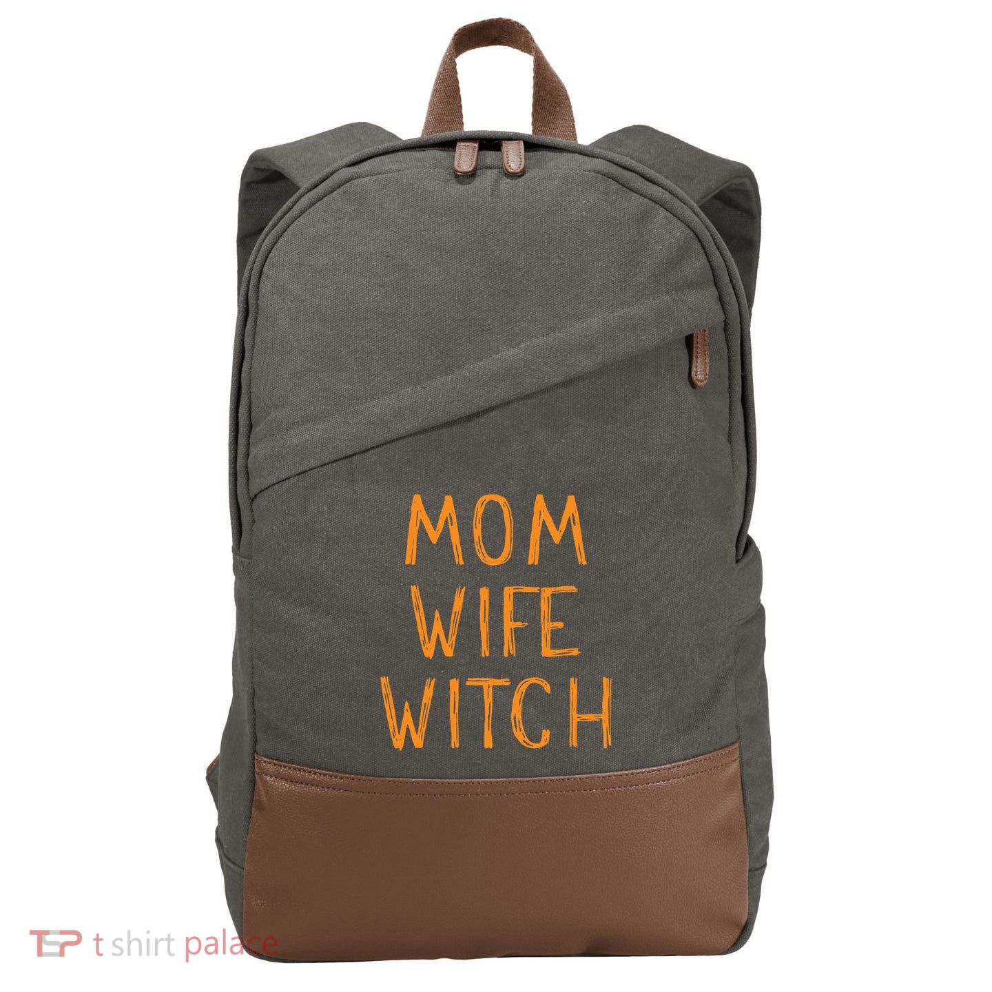 Mom Wife Witch Witchcraft Wiccan Cute Halloween Gift Cotton Canvas Backpack