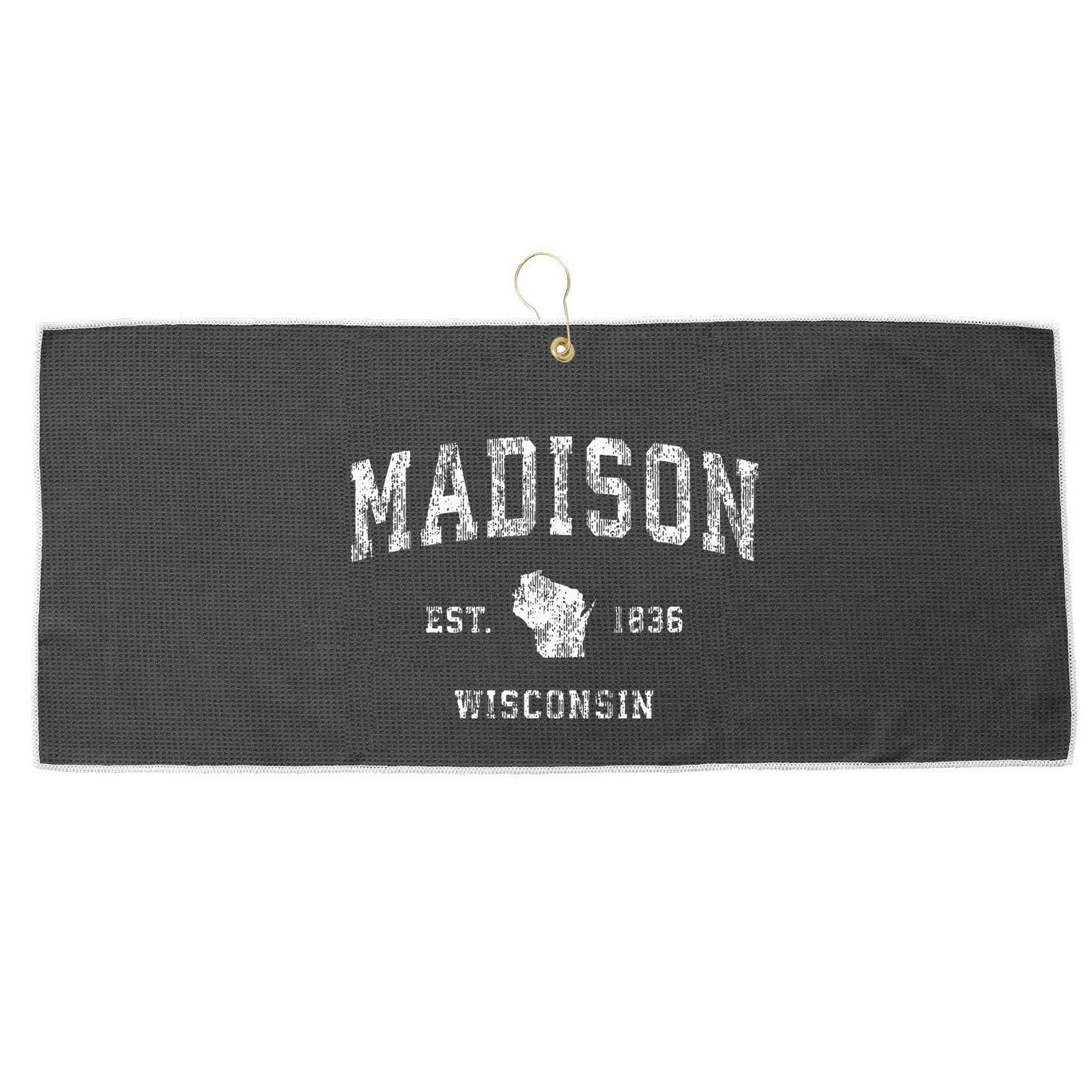 Madison Wisconsin Wi Vintage Athletic Sports Design Large Microfiber Waffle Golf Towel