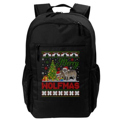 Merry Wolfmas Wolf Christmas Tree Funny Animal Lovers Xmas Backpack