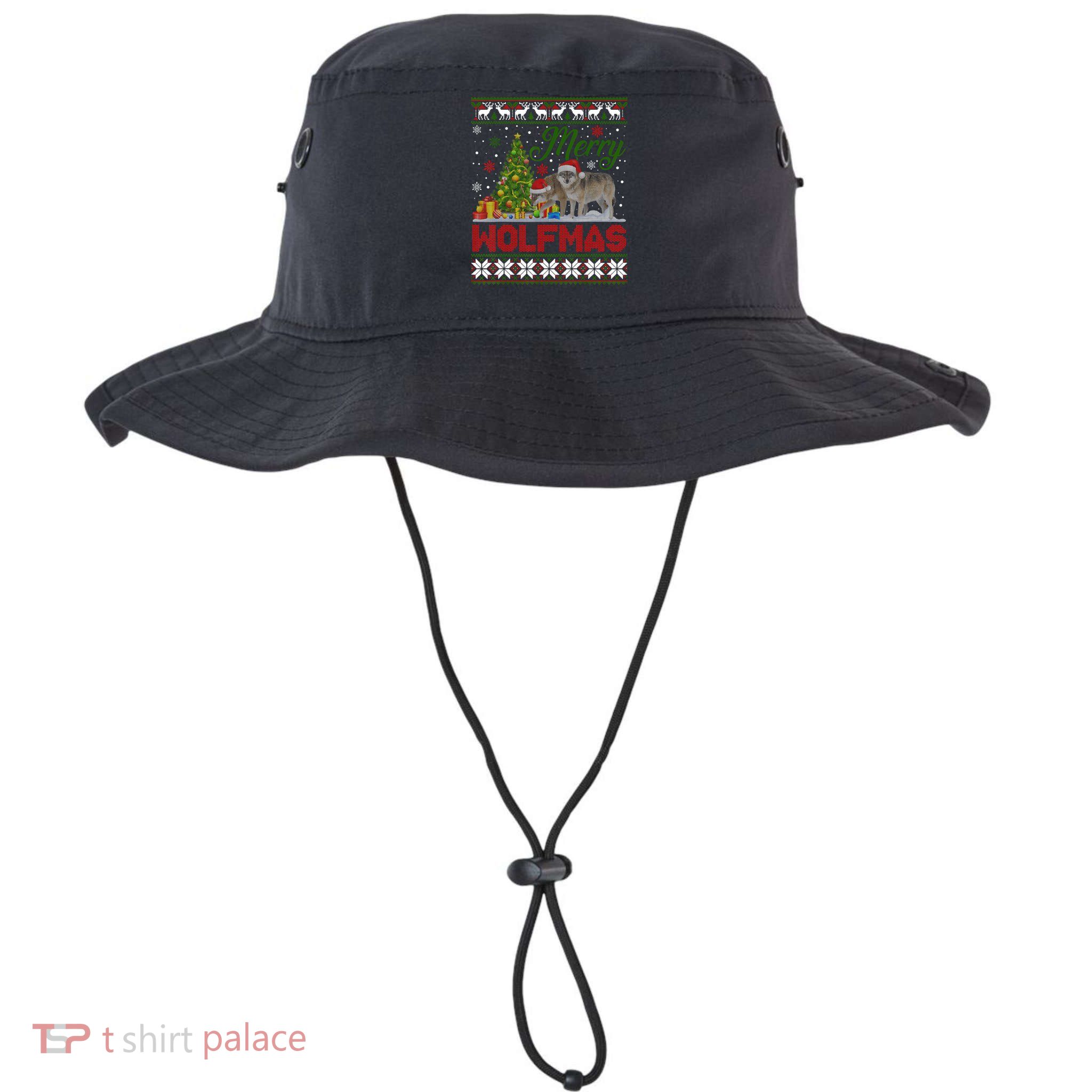 Merry Wolfmas Wolf Christmas Tree Funny Animal Lovers Xmas Bucket Hat
