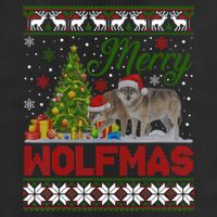 Merry Wolfmas Wolf Christmas Tree Funny Animal Lovers Xmas Beanie