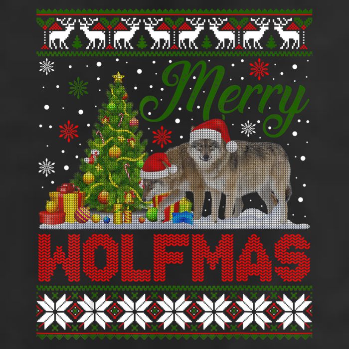 Merry Wolfmas Wolf Christmas Tree Funny Animal Lovers Xmas Beanie