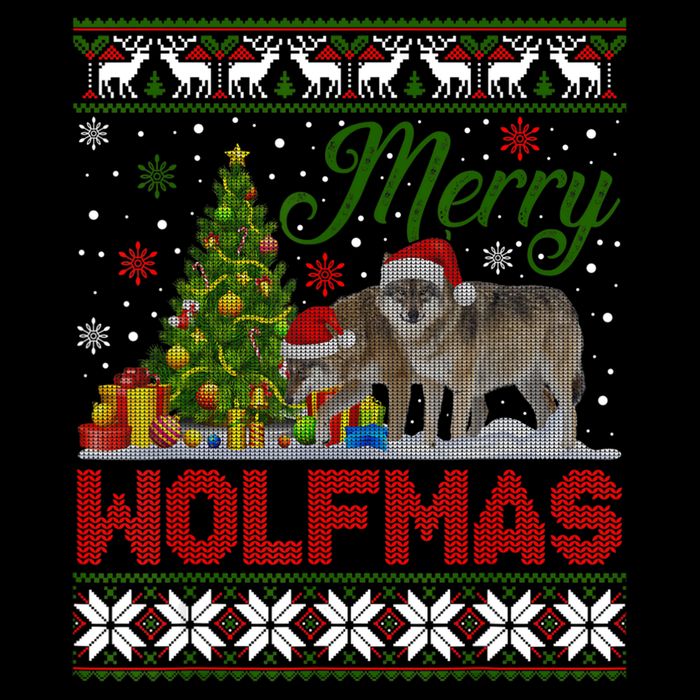 Merry Wolfmas Wolf Christmas Tree Funny Animal Lovers Xmas 16 in Basic Backpack