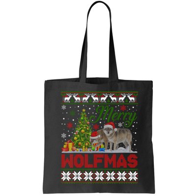 Merry Wolfmas Wolf Christmas Tree Funny Animal Lovers Xmas Bag