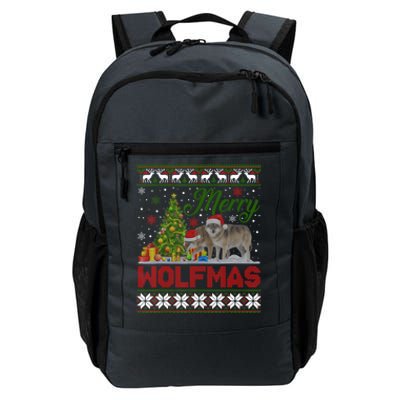 Merry Wolfmas Wolf Christmas Tree Funny Animal Lovers Xmas Daily Commute Backpack