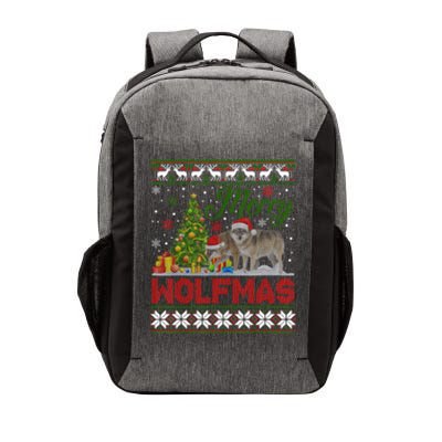 Merry Wolfmas Wolf Christmas Tree Funny Animal Lovers Xmas Vector Backpack