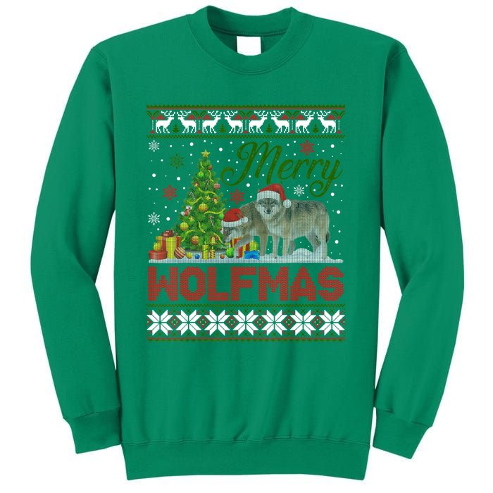 Merry Wolfmas Wolf Christmas Tree Funny Animal Lovers Xmas Sweatshirt