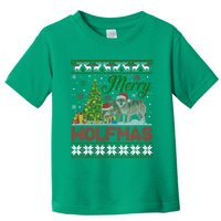 Merry Wolfmas Wolf Christmas Tree Funny Animal Lovers Xmas Toddler T-Shirt