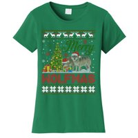 Merry Wolfmas Wolf Christmas Tree Funny Animal Lovers Xmas Women's T-Shirt