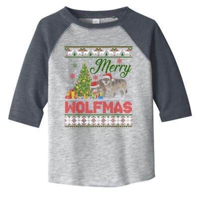 Merry Wolfmas Wolf Christmas Tree Funny Animal Lovers Xmas Toddler Fine Jersey T-Shirt