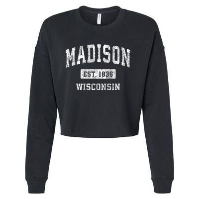 Madison Wisconsin Wi Vintage Sports Design Cropped Pullover Crew