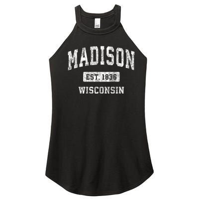 Madison Wisconsin Wi Vintage Sports Design Women’s Perfect Tri Rocker Tank