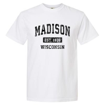 Madison Wisconsin Wi Vintage Sports Design Garment-Dyed Heavyweight T-Shirt