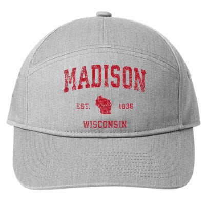 Madison Wisconsin Wi Vintage Sports Design 7-Panel Snapback Hat
