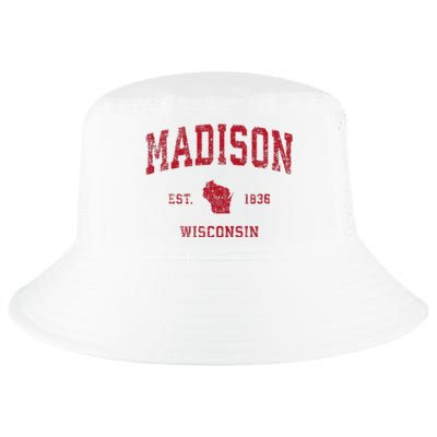 Madison Wisconsin Wi Vintage Sports Design Cool Comfort Performance Bucket Hat