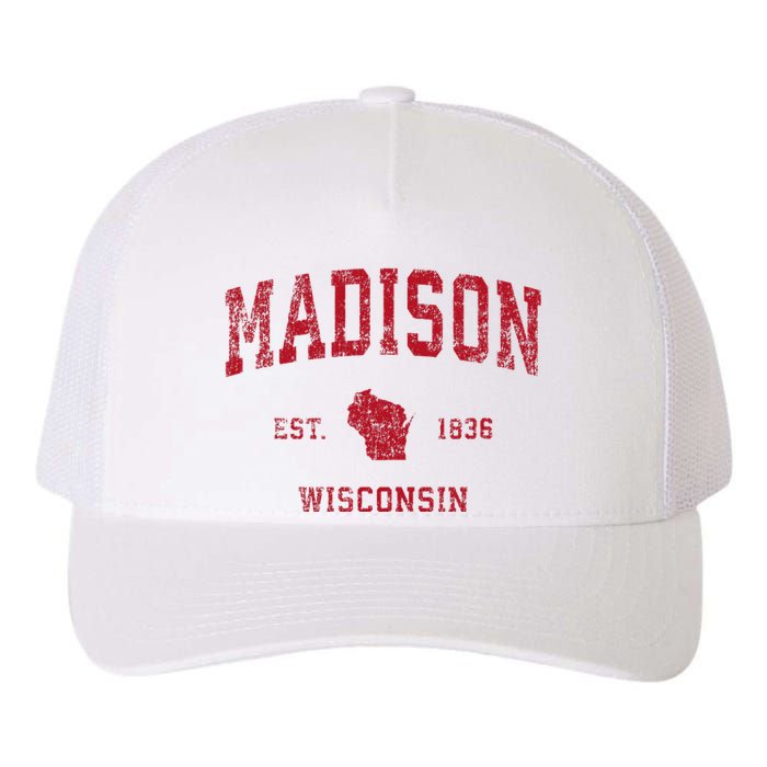 Madison Wisconsin Wi Vintage Sports Design Yupoong Adult 5-Panel Trucker Hat