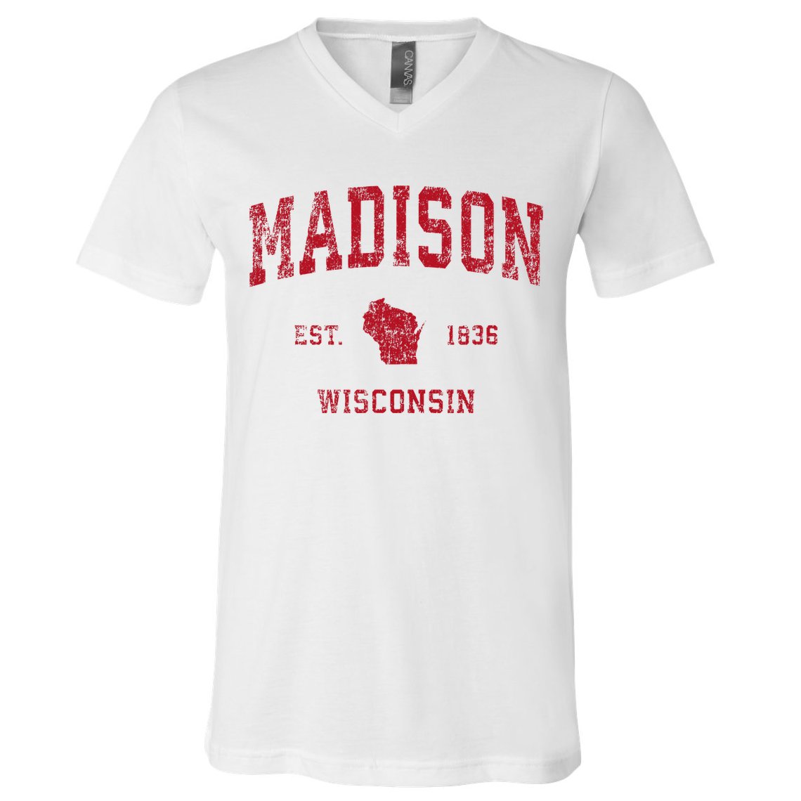 Madison Wisconsin Wi Vintage Sports Design V-Neck T-Shirt