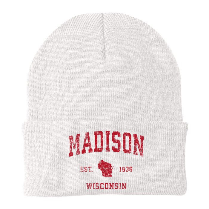 Madison Wisconsin Wi Vintage Sports Design Knit Cap Winter Beanie