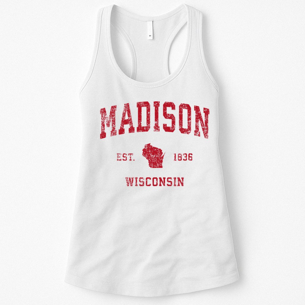 Madison Wisconsin Wi Vintage Sports Design Womens Tank Top