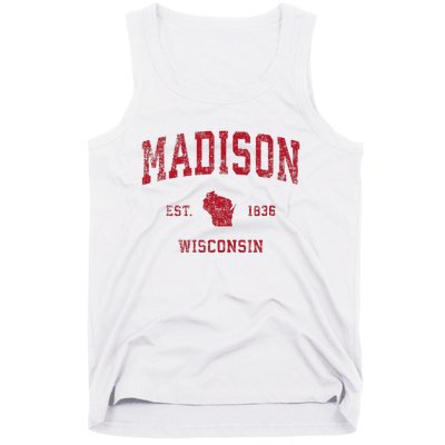 Madison Wisconsin Wi Vintage Sports Design Tank Top